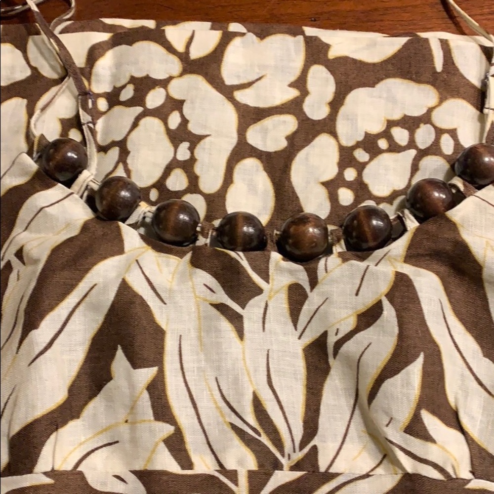 Beaded sleeveless linen top
